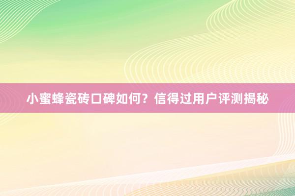 小蜜蜂瓷砖口碑如何？信得过用户评测揭秘